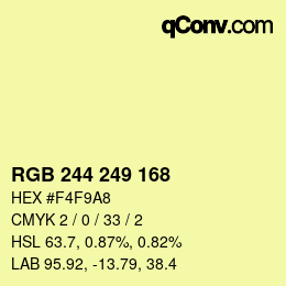 Color code: RGB 244 249 168 | qconv.com