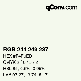 Color code: RGB 244 249 237 | qconv.com