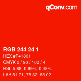 カラーコード: RGB 244 24 1 | qconv.com