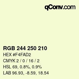 Farbcode: RGB 244 250 210 | qconv.com