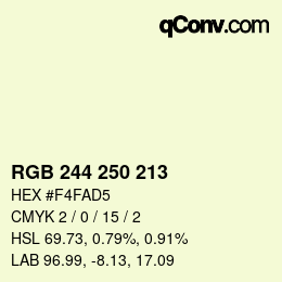 Color code: RGB 244 250 213 | qconv.com