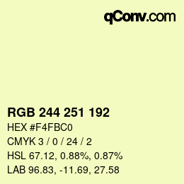 Código de color: RGB 244 251 192 | qconv.com