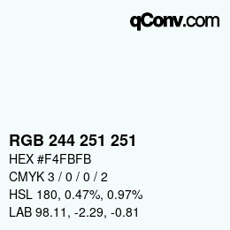 Color code: RGB 244 251 251 | qconv.com