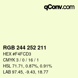 Color code: RGB 244 252 211 | qconv.com