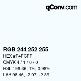 Color code: RGB 244 252 255 | qconv.com