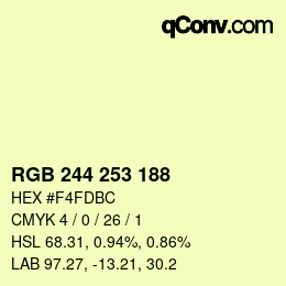 Color code: RGB 244 253 188 | qconv.com