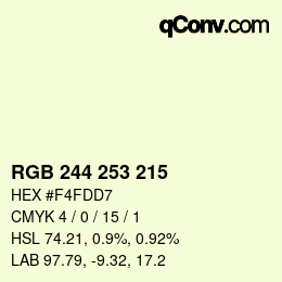 Color code: RGB 244 253 215 | qconv.com