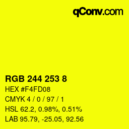 Color code: RGB 244 253 8 | qconv.com