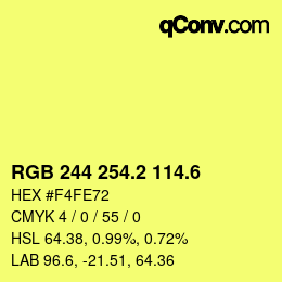 カラーコード: RGB 244 254.2 114.6 | qconv.com