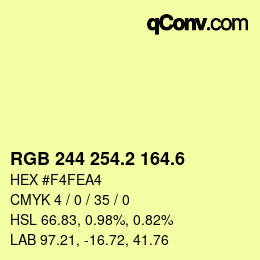 カラーコード: RGB 244 254.2 164.6 | qconv.com