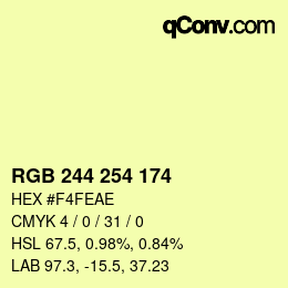 Color code: RGB 244 254 174 | qconv.com