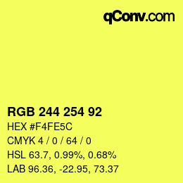 カラーコード: RGB 244 254 92 | qconv.com