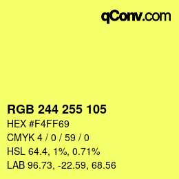 Color code: RGB 244 255 105 | qconv.com