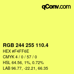 カラーコード: RGB 244 255 110.4 | qconv.com