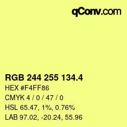 カラーコード: RGB 244 255 134.4 | qconv.com