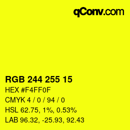Color code: RGB 244 255 15 | qconv.com