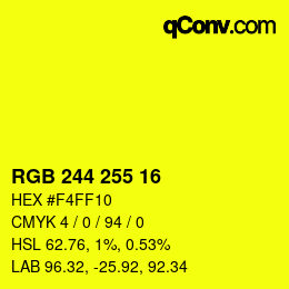 Color code: RGB 244 255 16 | qconv.com