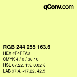 カラーコード: RGB 244 255 163.6 | qconv.com