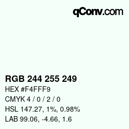 Color code: RGB 244 255 249 | qconv.com