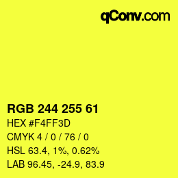 Color code: RGB 244 255 61 | qconv.com