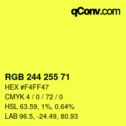 Color code: RGB 244 255 71 | qconv.com