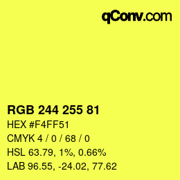 Color code: RGB 244 255 81 | qconv.com