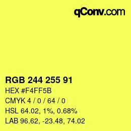 颜色代码: RGB 244 255 91 | qconv.com