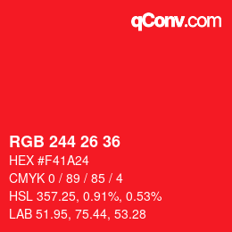 Color code: RGB 244 26 36 | qconv.com
