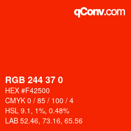 Color code: RGB 244 37 0 | qconv.com