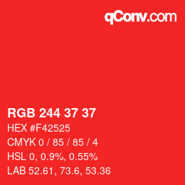 Color code: RGB 244 37 37 | qconv.com