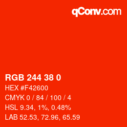 カラーコード: RGB 244 38 0 | qconv.com