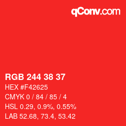 颜色代码: RGB 244 38 37 | qconv.com