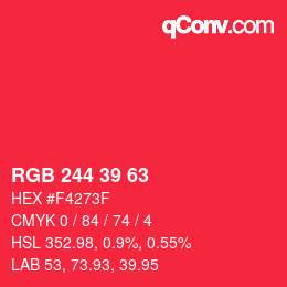 Color code: RGB 244 39 63 | qconv.com