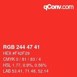 Color code: RGB 244 47 41 | qconv.com