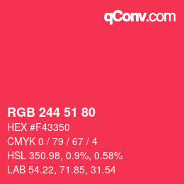 Color code: RGB 244 51 80 | qconv.com