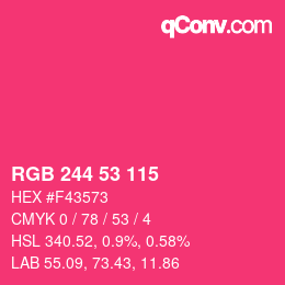 Farbcode: RGB 244 53 115 | qconv.com