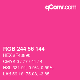カラーコード: RGB 244 56 144 | qconv.com