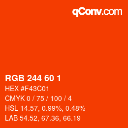 颜色代码: RGB 244 60 1 | qconv.com