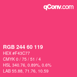 カラーコード: RGB 244 60 119 | qconv.com