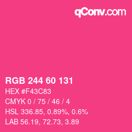 Color code: RGB 244 60 131 | qconv.com