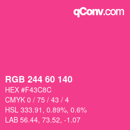 颜色代码: RGB 244 60 140 | qconv.com