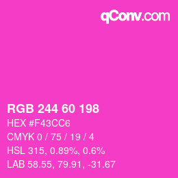 カラーコード: RGB 244 60 198 | qconv.com
