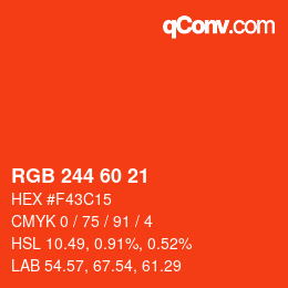カラーコード: RGB 244 60 21 | qconv.com