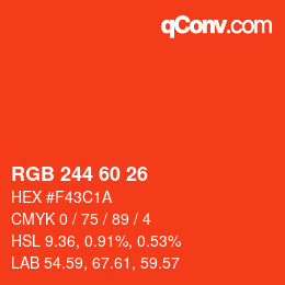 カラーコード: RGB 244 60 26 | qconv.com