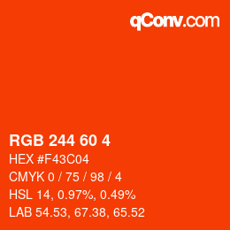カラーコード: RGB 244 60 4 | qconv.com