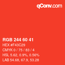 Color code: RGB 244 60 41 | qconv.com
