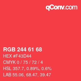カラーコード: RGB 244 61 68 | qconv.com