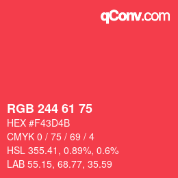 カラーコード: RGB 244 61 75 | qconv.com