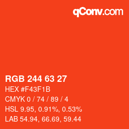 颜色代码: RGB 244 63 27 | qconv.com