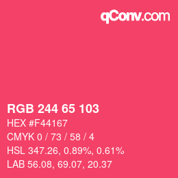 カラーコード: RGB 244 65 103 | qconv.com